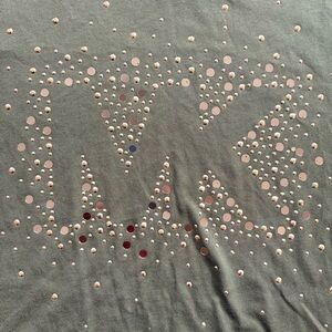 Michael Kors olive green women’s Tshirt size Large with metal MK embellishment